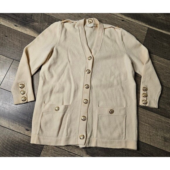St. John Cream Cardigan Gold Buttons Classic Basic Size S - Picture 1 of 9